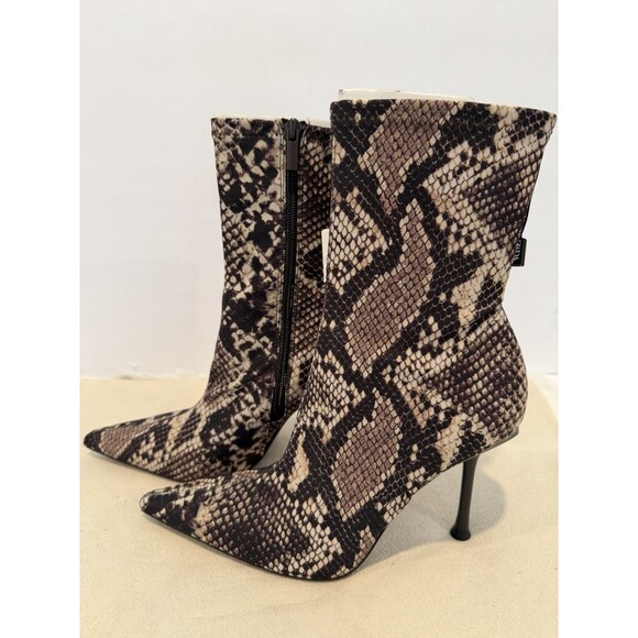 ZARA Women Boots Animal Snake Skin Heeled Pointed Toe Brown US 7.5 EUR 38 - Picture 8 of 13